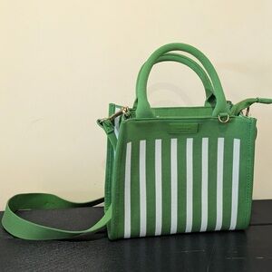 Elegant Green and White Striped Crossbody Bag